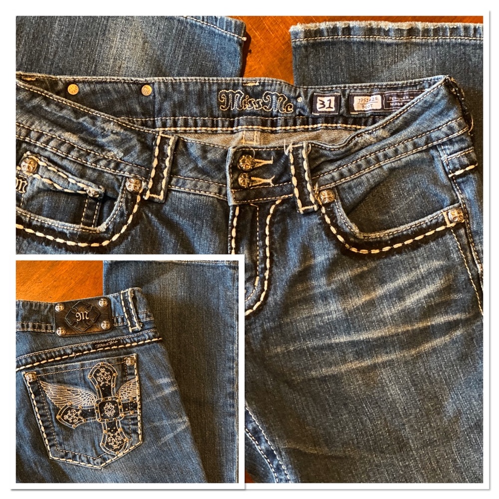Miss Me Jeans Size 31 Boot Cut Angel Wing Cross